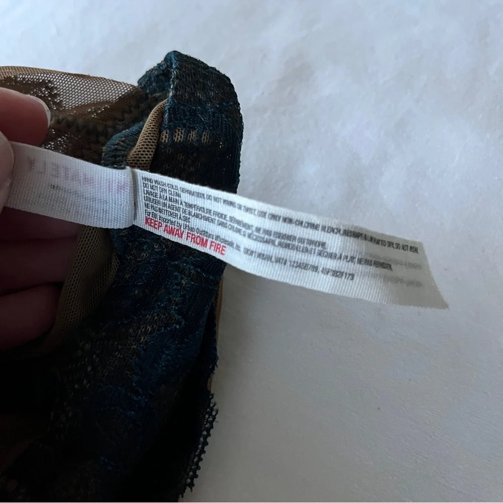 NWOT Intimately by Free People Teal and Nude Mesh and Lace Long Line Bralette M - Picture 9 of 10